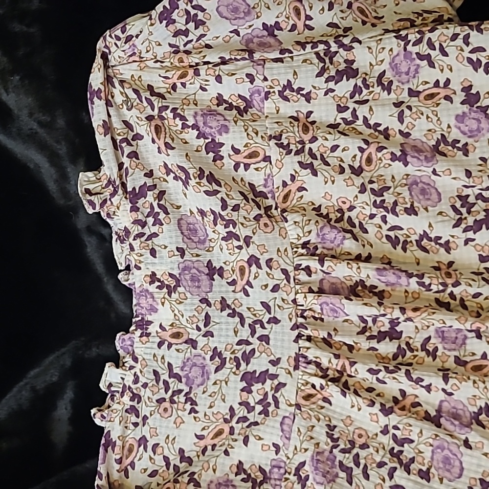 $5🧨 MELLODAY Floral Print Gathered short slv Blouse Pullover - Picture 11 of 13